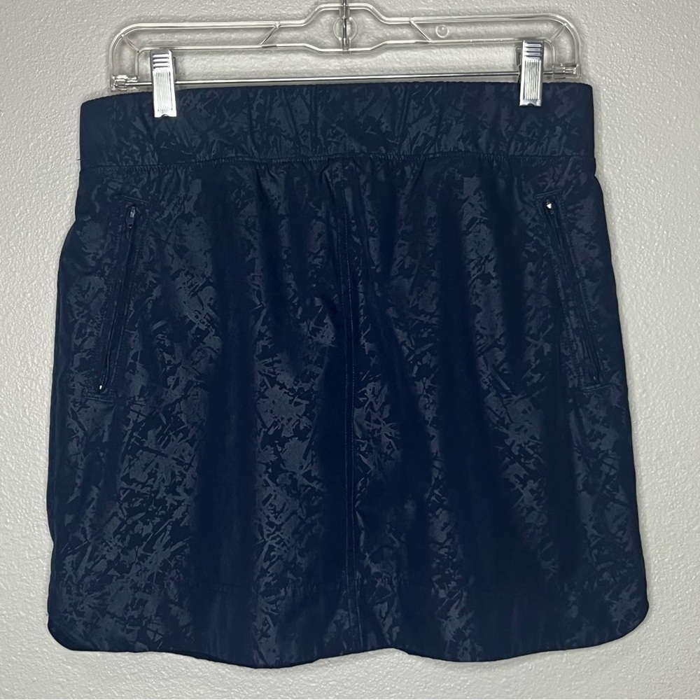 Orvis Travel‎ Skort Women Med Blue Embossed Print Mesh Lining Stretch Athleisure